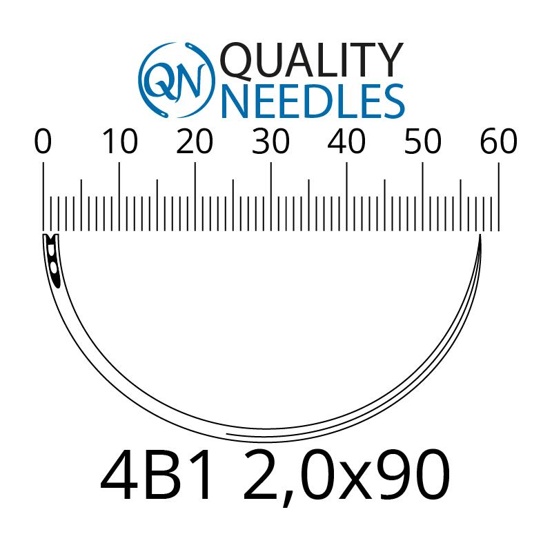 Голки хірургічні ріжучі, 4/8 (1/2), пружинне вушко, розмір 2,0х90 мм, 10 шт.